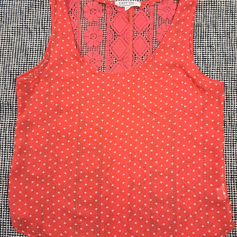 Castaway Coral Polka Dot Women's Top